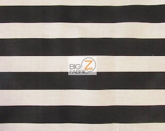 Striped/Stripe Poly Cotton Print Fabric  - Black/White Stripe 1" -