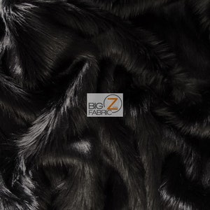 Solid Shaggy Faux Fur Fabric - BLACK - Sold By The Yard 60" Width Coats Costumes Scarfs Rugs Props Long Pile