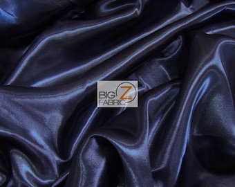 Solid Medium Weight Shiny Satin Fabric - NAVY BLUE - Sold By The Yard Iridescent Gown Dress Skirts Tops Wedding