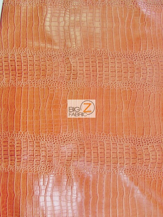 Crocodile Faux Leather Vinyl - Brown - Fabric 3D Scales Vinyl Crocodile  Sold By Yard