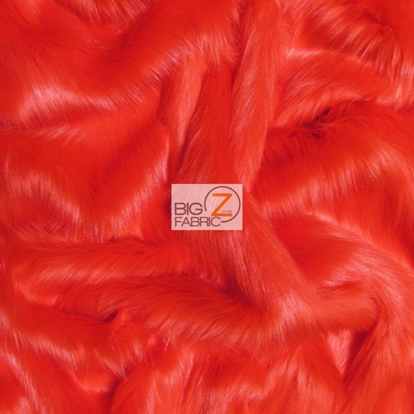 Solid Shaggy Faux Fur Fabric - FIRE RED - Sold By The Yard 60" Width Coats Costumes Scarfs Rugs Props Long Pile