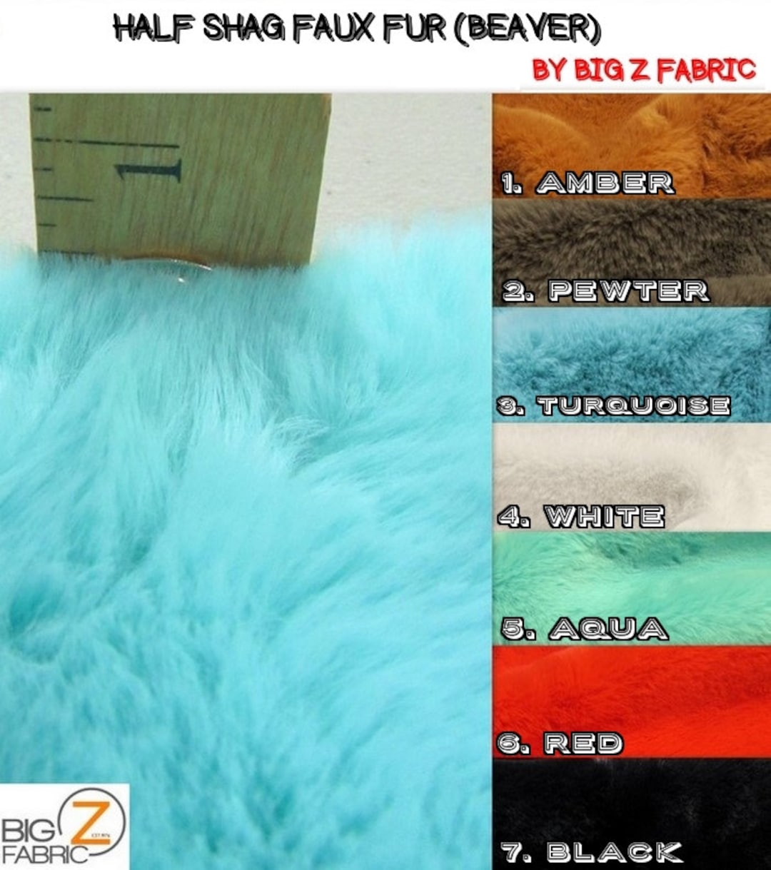 Half Shag Faux Fur Fabric (beaver) - 8 COLORS - Sold by the Half