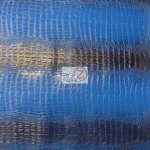 Big Nile Crocodile Faux Fake Leather Vinyl Fabric - GLOSSY AQUAMARINE BLUE - op maat gesneden Reliëf Bekleding Synthetische Korrel