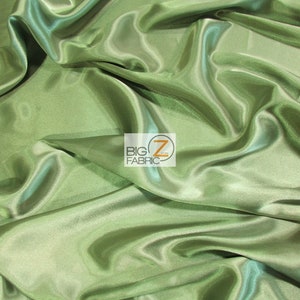 Solid Medium Weight Shiny Satin Fabric - SAGE - Sold By The Yard Iridescent Gown Dress Skirts Tops Wedding