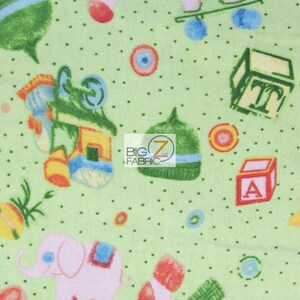Elephant Playtime Print Flannel Fabric - VERT - 45 » Largeur - Vendu par cour Poly Cotton Clothing