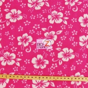 Hawaiian Flower Fleece Fabric - FUCHSIA - Vendu par cour 60 » Largeur (237)