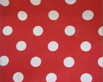 Tela de polialgodón Big Polka Dot - Puntos ROJO/BLANCO - Se vende cortado a medida - Poli Algodón
