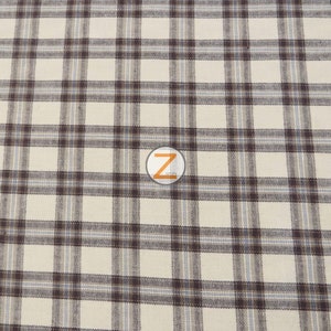 Tartan Plaid Uniform Apparel Flannel Fabric - BROWN/CREAM - By The Yard Pajamas Shirts Clothing #E