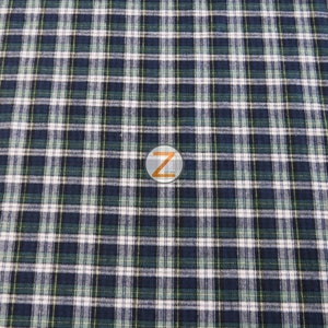 Tartán Plaid Uniforme Ropa Tela de franela - NAVY / VERDE - corte a medida Camisas de pijama Ropa #N