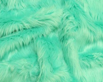 Solid Shaggy Faux Fur Fabric - AQUA - Sold By The Yard 60" Width Coats Costumes Scarfs Rugs Props Long Pile