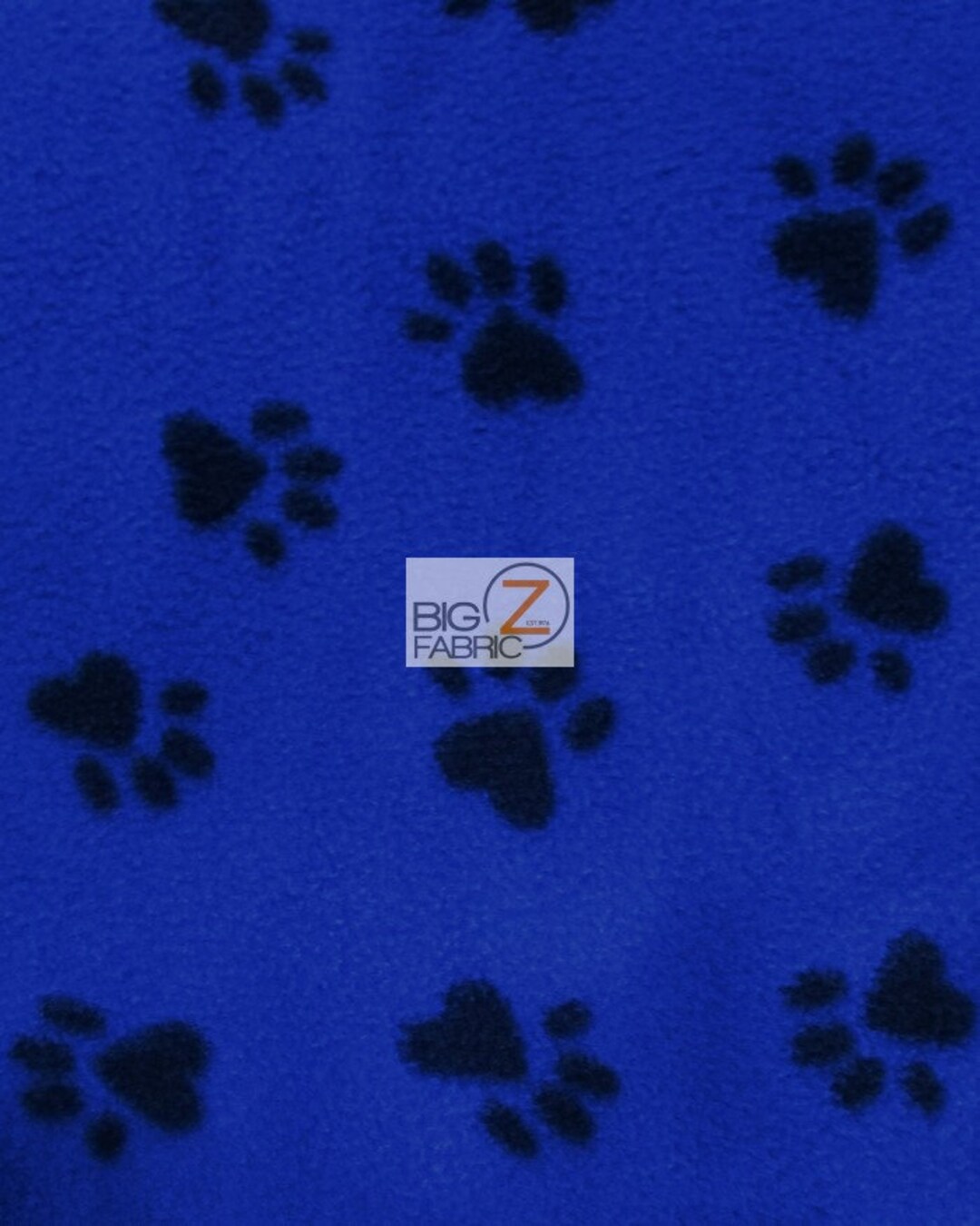 Paw Print Polar Fleece Fabric Blue/black Paws Sold by the Yard 60 Width
