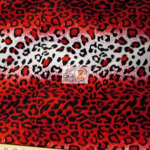 Leopard Print Velboa Kunstpelz - rot/weiß - 58"/60" Breite verkauft Bulk-Lager