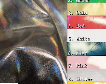 Cosplay Holographic Stretch Patent Vinyl Spandex Fabric - 9 COLORS - By The Yard DIY Apparel Accessories Shoes Fashion