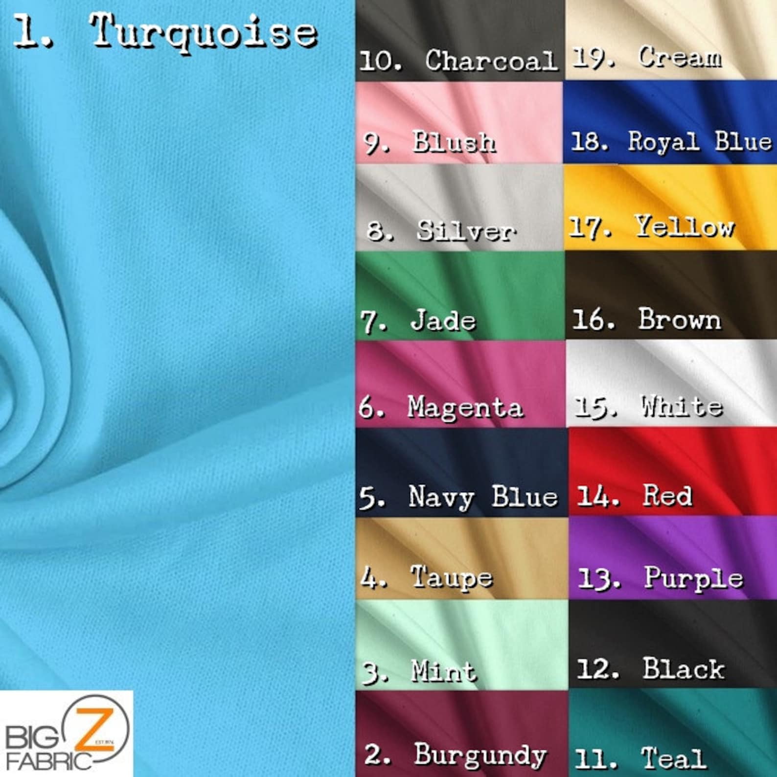 Interlock Polyester Many Color Solid Polyester Interlock Knit Fabric - 19 COLORS - by the Yard DIY ...