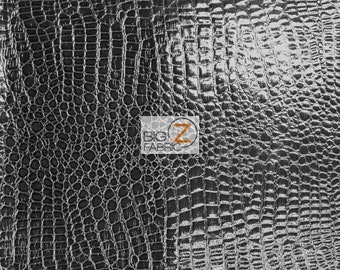 Alligator brillant gaufré en faux cuir et similicuir DuroLast™ - NOIR - par mètre Rembourrage Sacs à main Chaussures Portefeuilles Ceintures