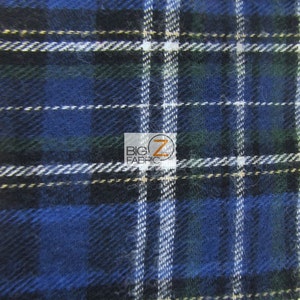Tartán Plaid Uniforme Ropa Tela de franela - BLANCO / AZUL AZUL - corte a medida Camisas de pijama Ropa # 28