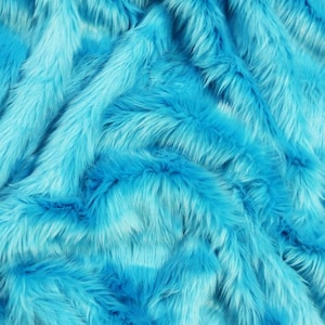 Effen shaggy namaakbont - ELEKTRISCH BLAUW - Verkocht op maat gesneden 60&quot; breed Jassen Kostuums Sjaals Vloerkleden Rekwisieten Langstapelige