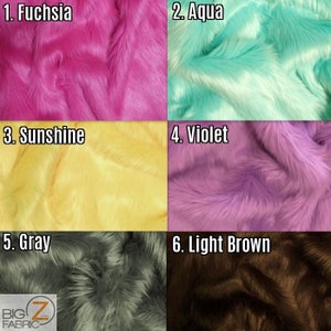 Tissu uni en fausse fourrure à poils longs - 59 COULEURS - Vendu par mètre demi/mètre complet 62 po. de largeur Manteaux Costumes Écharpes Tapis Accessoires Vêtements Nouvelles couleurs !!!