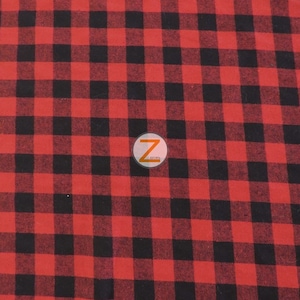 Tartan Plaid Uniforme Apparel Flannel Fabric - BUFFALO RED/BLACK - corte a medida Camisas Pijamas Ropa #30
