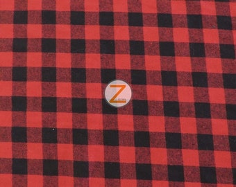 Tartan Plaid Uniform Apparel Flannel Fabric - BUFFALO RED/BLACK - By The Yard Pajamas Shirts Clothing #30