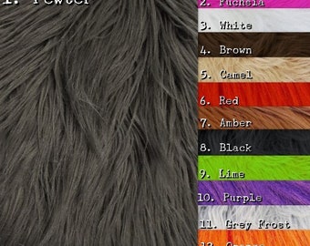 Faux Fake Fur Solid Gorilla Animal Long Pile Fabric  - 14 COLORS - By The Half/Full Yards Costume Clothing Accessories Scarf Coats Rugs