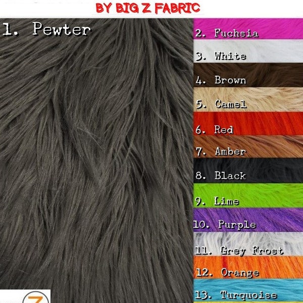 Faux Fake Fur Solid Gorilla Animal Long Pile Fabric - 14 COLORES - Por la mitad / yardas completas Accesorios de ropa de vestuario Bufanda Abrigos Alfombras