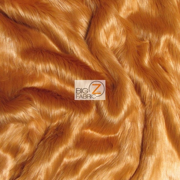 Tissu de fausse fourrure Shaggy solide - AMBER - Vendu par verge 60 « Largeur Manteaux Costumes Foulards Tapis Accessoires Longue Pile