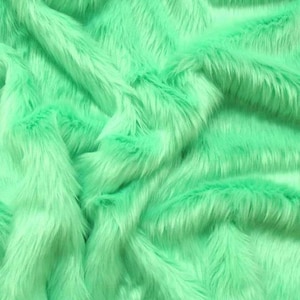 Solid Shaggy Faux Fur Fabric - MINT - Sold By The Yard 60&quot; Width Coats Costumes Scarfs Rugs Props Long Pile