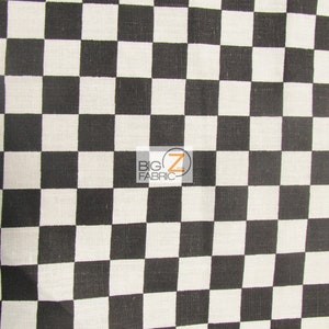 Poly Cotton Printed Fabric Square Checkered - MINI BLACK/WHITE - 58"/59" Width Sold By The Yard Tablecloth Decor Runner