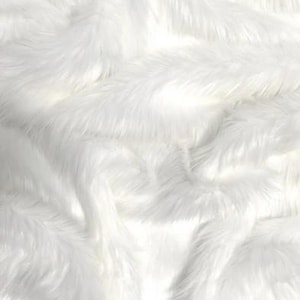Solid Shaggy Faux Fur Fabric - WHITE - Sold By The Yard 64&quot; Width Coats Costumes Scarfs Rugs Props Long Pile