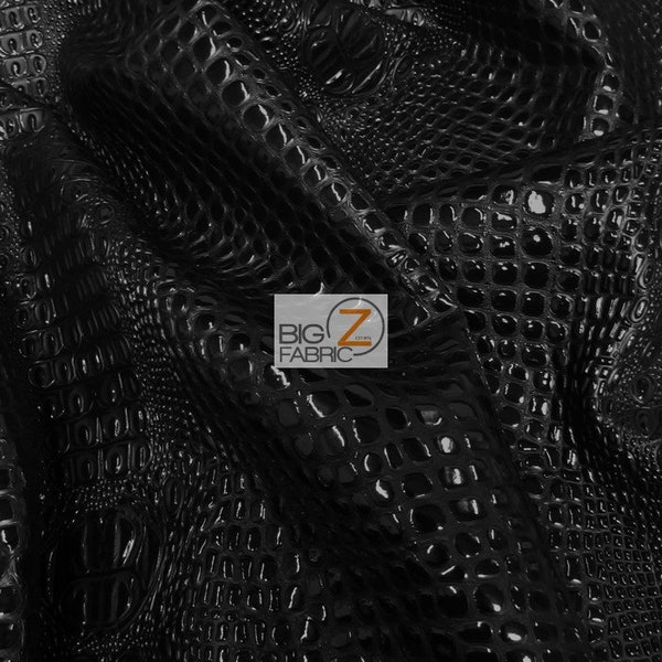 DuroLast™ Florida Gator 3D Embossed Vinyl Fabric - PANTHER BLACK (New Lot) - By Yard Crocodile 2 Tone Faux Leather Upholstery Accessories