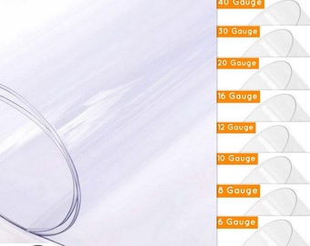Clear Plastic Vinyl Fabric - 04 Gauge - 60 Gauge Sizes - By The Yard DIY Table Covers Machinery Recreational Use Waterproof Covering lining