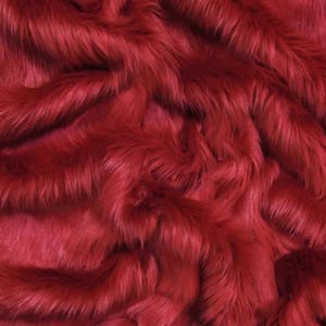 Solid Shaggy Faux Fur Fabric - SCARLET RED - Sold By The Yard 62&quot; Width Coats Costumes Scarfs Rugs Props Long Pile
