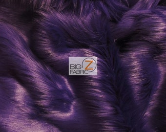 Solid Shaggy Faux Fur Fabric - PURPLE - Sold By The Yard 60" Width Coats Costumes Scarfs Rugs Props Long Pile