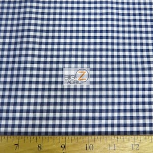 Mini Checkered Gingham Poly Cotton Fabric - NAVY BLUE - 58&quot;/59&quot; Width By The Yard Decor Squares Quilt Clothing Tablecloths Picnics