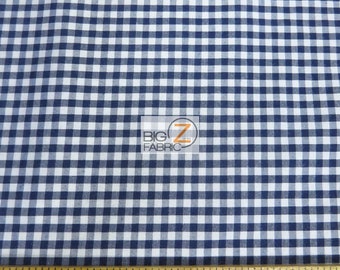 Mini Geruit Gingham Poly Katoen Stof - NAVY BLUE - 58 "/59" Breedte op maat gesneden Decor Squares Quilt Kleding Tafelkleden Picknicks