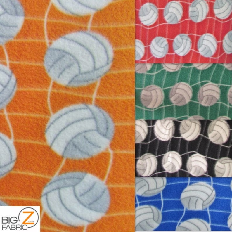 Volleyball Print Polar Fleece Fabric Volleyball White Net Etsy