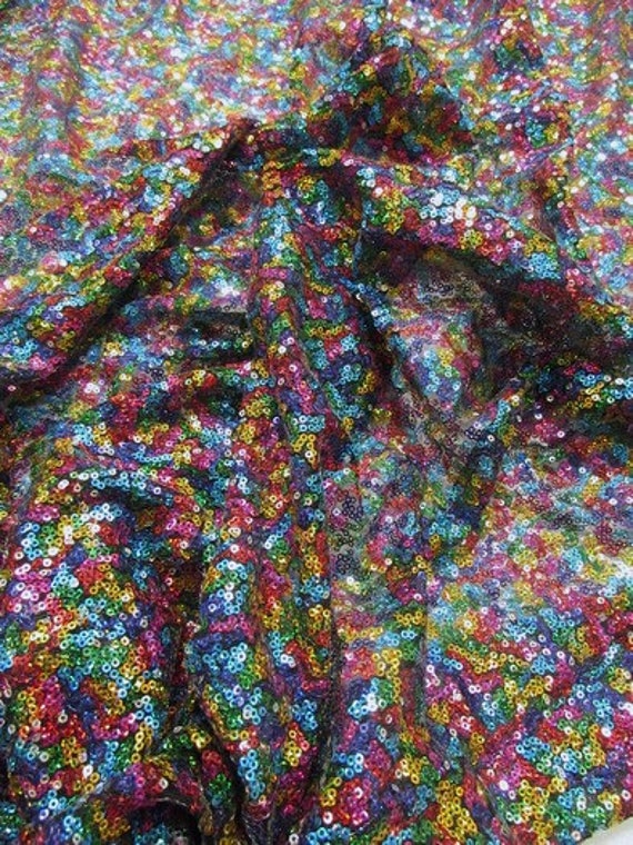 Mini Disc Sequin Nylon Mesh Fabric SHINY RAINBOW | Etsy