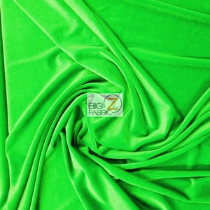 Stretch Velvet Velour Spandex 360 Grams Costume Fabric - LIME GREEN - Sold By The Yard Crafts Decor Apparel Sewing
