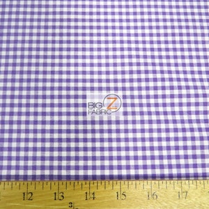 Mini Checkered Gingham Poly Cotton Fabric - PURPLE - 58&quot;/59&quot; Width By The Yard Decor Squares Quilt Clothing Tablecloths Picnics