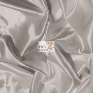 Solid Shiny Bridal Satin Fabric - SILVER - By The Yard Bridesmaid Dresses Table Runners Wedding Gowns Party Decorations