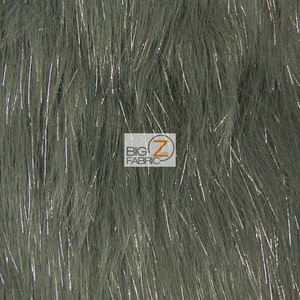Faux Fake Fur Solid Shiny Tinsel Long Pile Fabric - GRAY - Sold By The Yard 60&quot; Width