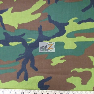 Poly Cotton Printed Fabric Army Camouflage - Army 1 - 58&quot;/59&quot; Width Sold By The Yard (P119)