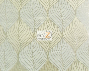 Peacock Leaf Floral Upholstery Fabric - LATTE - Sold By Yard Sofa Curtains Home Decor Furniture Drapery