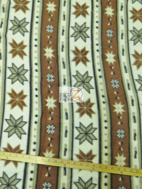 Indian Print Polar Fleece Fabric - TRIBAL STARS - Sold By The Yard 60" Width Aztec Native American (304)