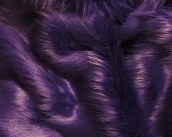 Solid Shaggy Faux Fur Fabric - MIDNIGHT PURPLE - Sold By The Yard 62" Width Coats Costumes Scarfs Rugs Props Long Pile