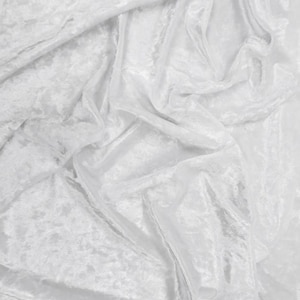 Crushed Stretch Velvet Costume Fabric - WHITE - 54&quot;/55&quot; Width Sold By The Yard