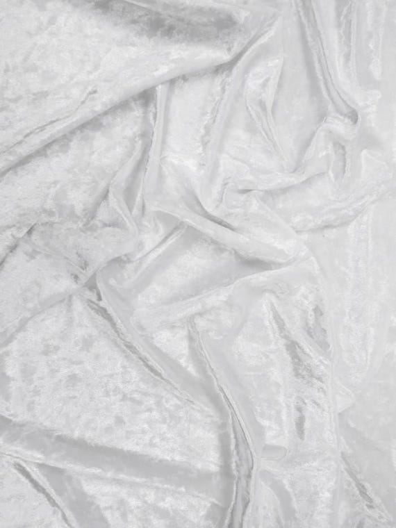 Crushed Stretch Velvet Costume Fabric - WHITE - 54"/55" Width Sold By The Yard