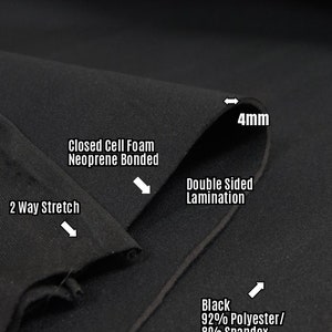 BIGZFABRIC® Neoprene Bonded Sponge Waterproof Wetsuit Fabric - BLACK 4mm - 58&quot;/60&quot; Width By The Yard Koozies Heat Insulator Closed Cell Foam