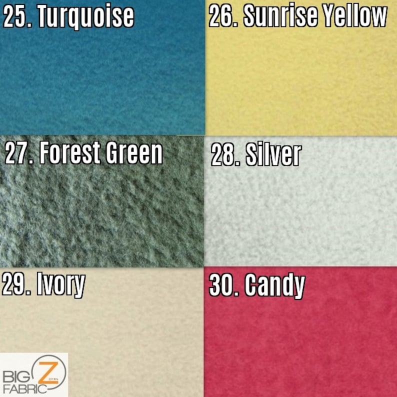 Solid Polar Fleece Anti-Pill Fabric 36 COLORS Sold By The Yard 60 Width Winter Polar Blankets Covers 2 Sided Brushed image 6